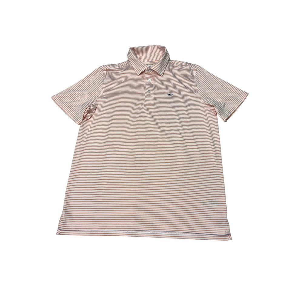 Vineyard Vines Mens XL On-The-Go Sankaty Polo Shirt Orange White‎ Striped Golf